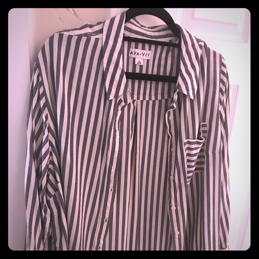 Gray and white striped shirt